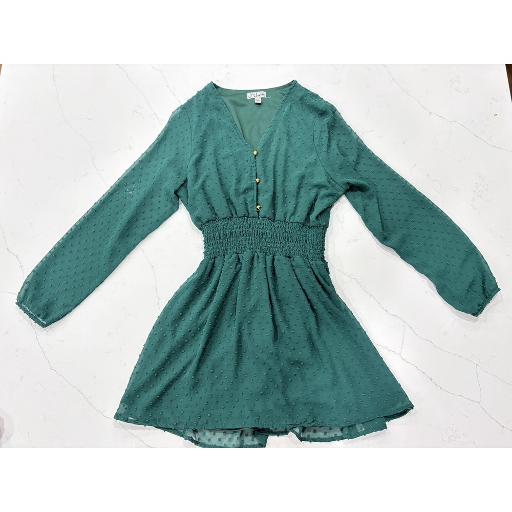 J for Justify Hunter Green Long Sleeve Dress Size Small, 29.5" Top‎ to Bottom